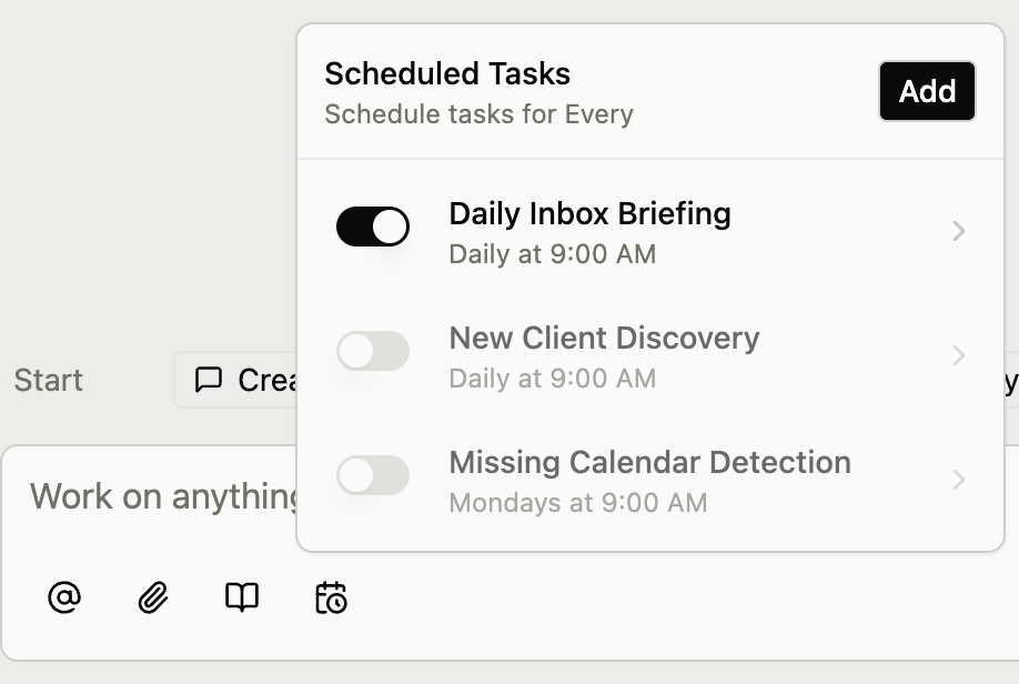 Scheduled tasks dropdown