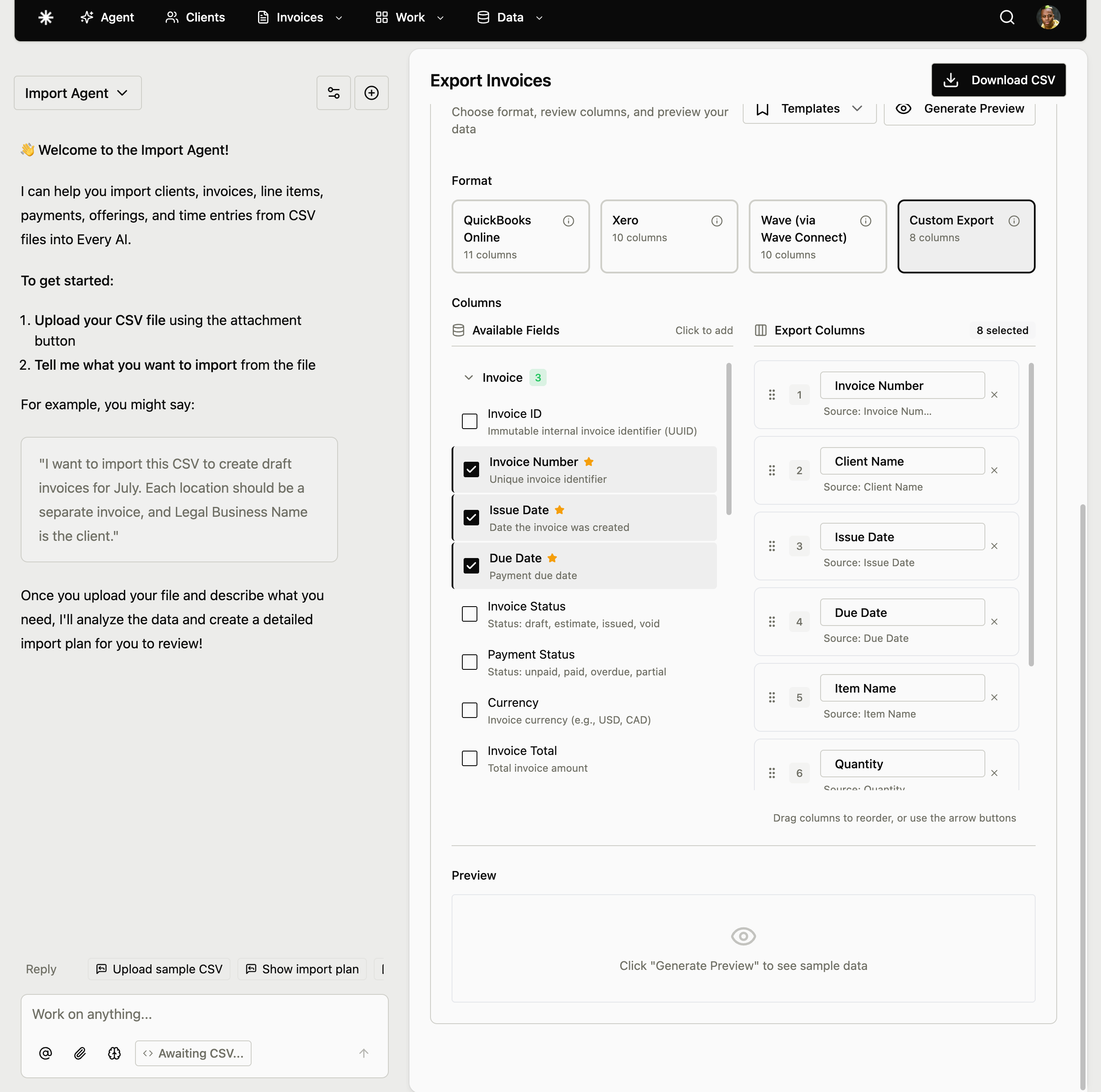 Custom field selector