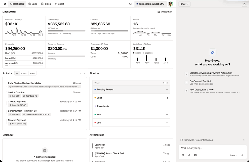 Reorganized top navigation grouped by Sales, Billing, and Agent