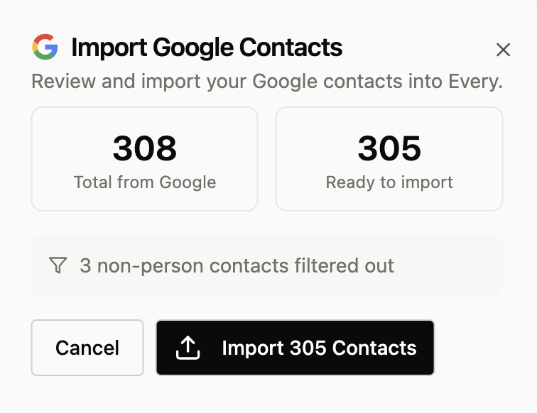Google contacts import